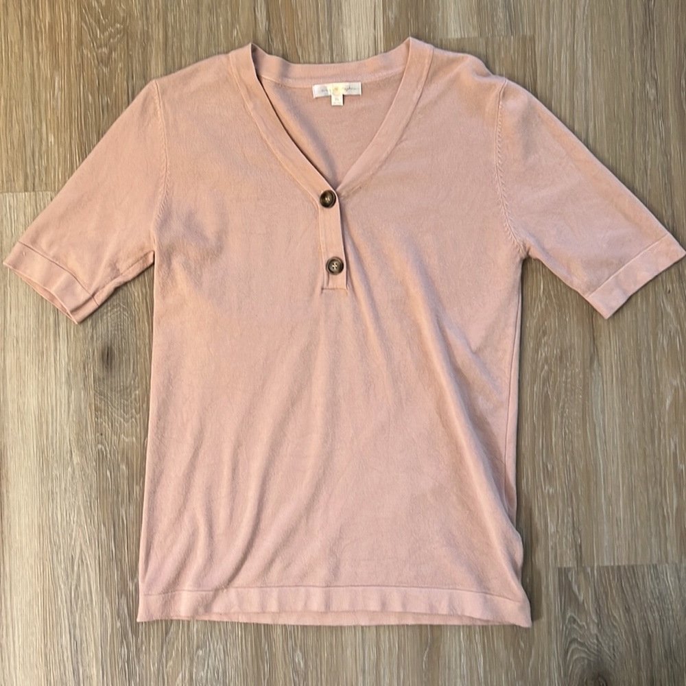 Mimi & Daphne sweater blouse pink blush shirt sleeve